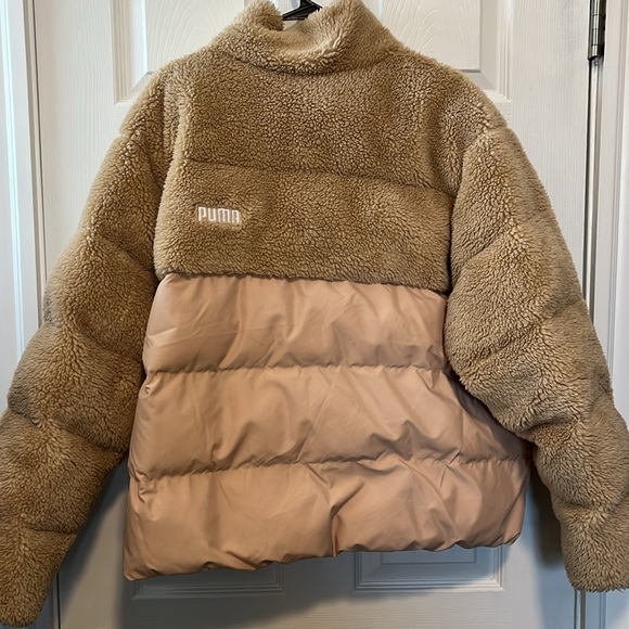 Puma Sherpa Puffer Coat Tan Size XL - Picture 9 of 10